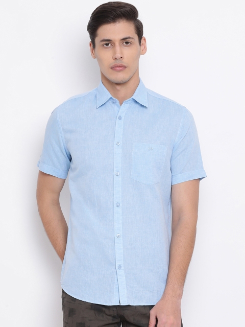 

Crimsoune Club Men Blue Slim Fit Solid Casual Linen Shirt