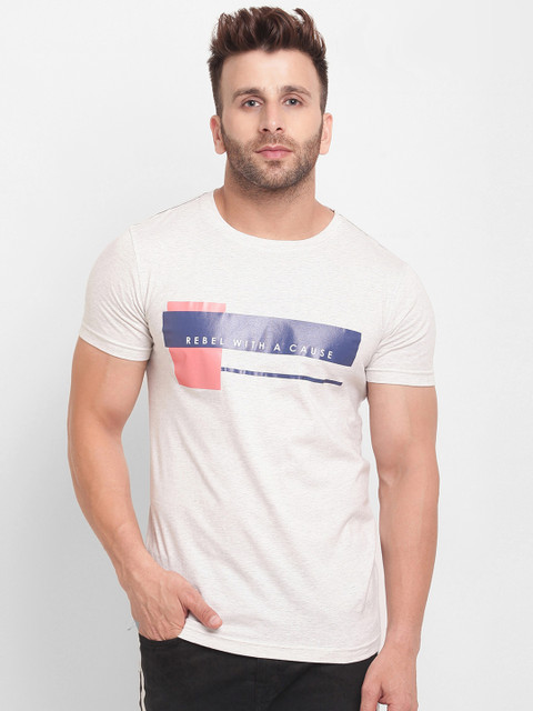 

BULLMER Men White Printed Round Neck T-shirt