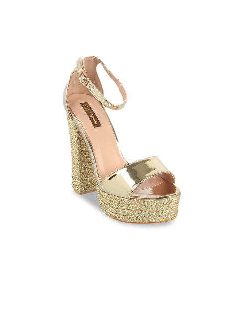 

Flat n Heels Women Gold-Toned Solid Block Heels