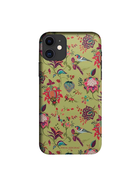 

macmerise Olive Green & Pink Chidiya iPhone 11 Mobile Case