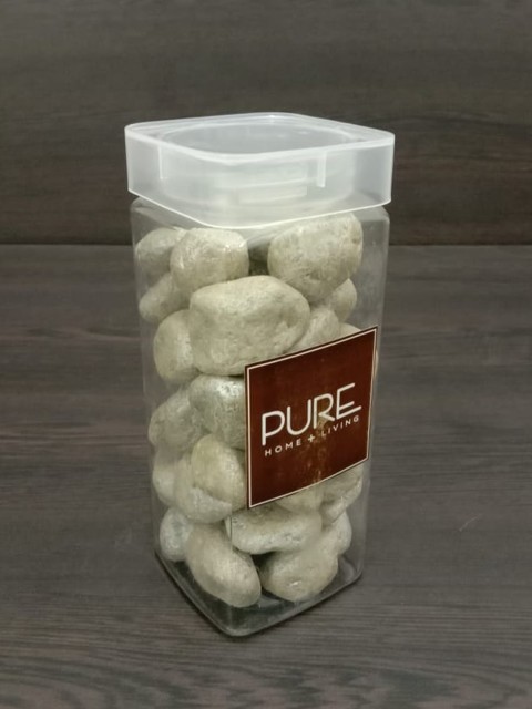 

Pure Home and Living Set Of 2 Off-White & Transparent Ball Stone PET Bottles
