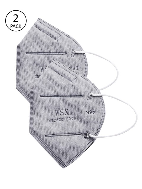 

Bene Kleed Unisex Grey Pack Of 2 5-Ply N95 Outdoor Protective Masks With Valve