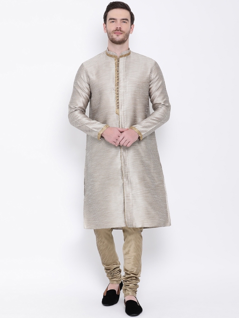 

Lakshya by Manish Men Khaki Self Design Kurta with Pyjamas