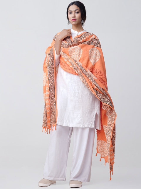 

Unnati Silks Orange & Off-White Printed Sustainable Dupatta