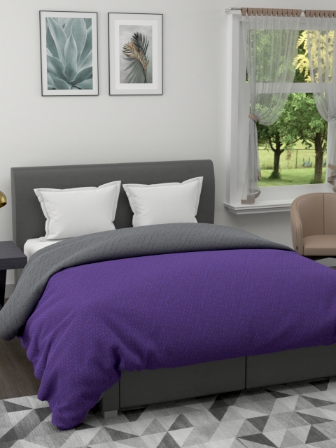

BIANCA Purple & Grey Reversible Solid AC Room 110 GSM Double Bed Comforter