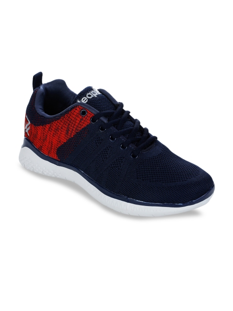 Liberty Men Navy Blue & Red Mesh Running Shoes