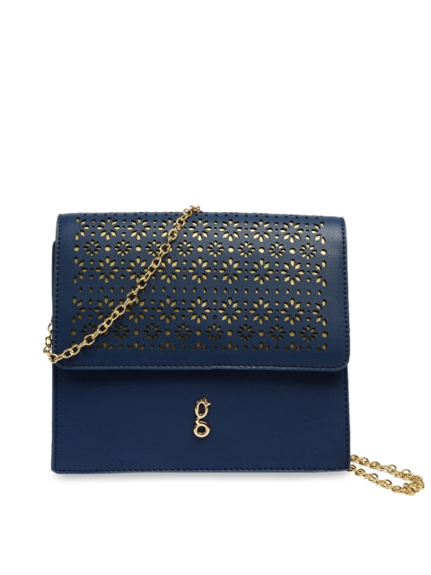 

Global Desi Navy Blue Cut Work Sling Bag