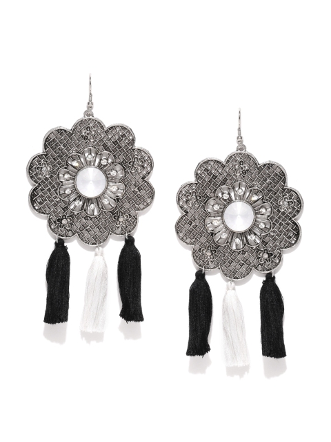 

Blueberry Silver-Plated Oxidised Contemporary Drop Earrings