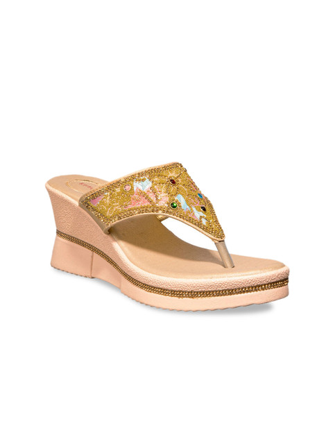 

Khadims Women Gold-Toned Embellished Heels