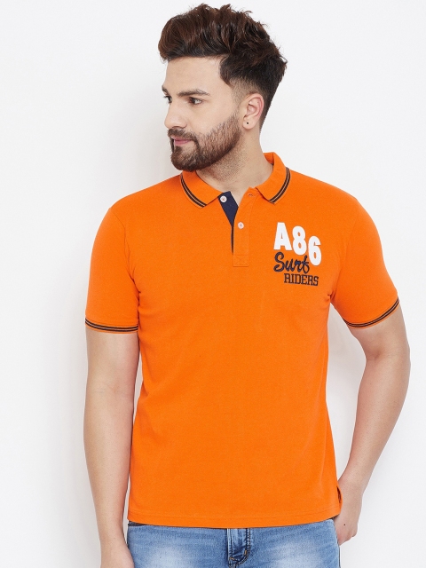 

Austin wood Men Orange Printed Polo Collar T-shirt