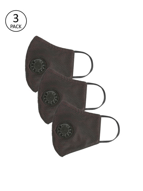 

Bene Kleed Unisex 3 Pcs Reusable 3-Ply Outdoor Fashion Masks With Filtration Valve, Black