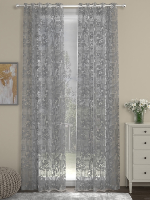 

ROSARA HOME Grey Set of 2 Long Door Curtains
