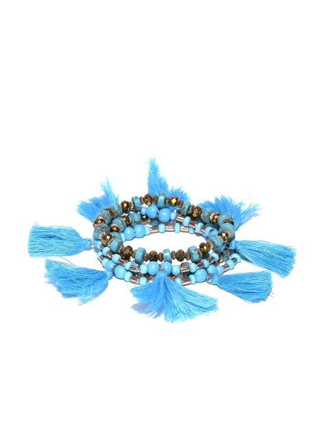 

Blueberry Set of 4 Blue Metal Elasticated Beaded Bracelets