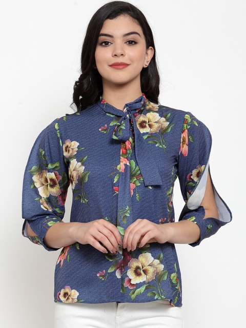 

Aujjessa Women Blue Printed Top