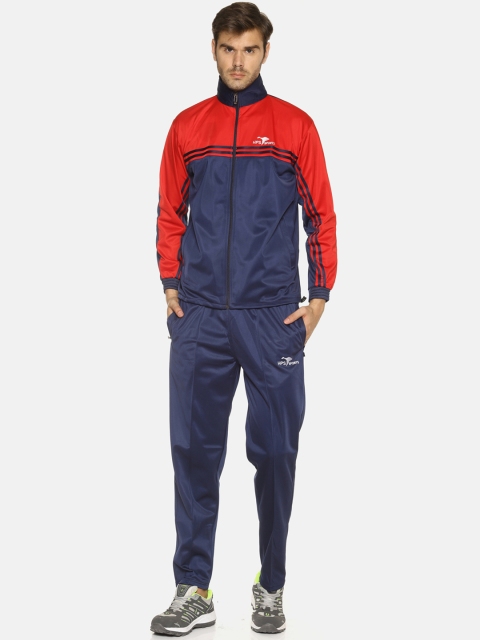 

HPS Sports Men Navy Blue & Red Colourblocked Tracksuit