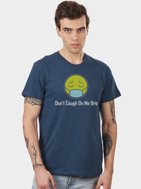 

Free Authority Men Blue Printed Round Neck T-shirt