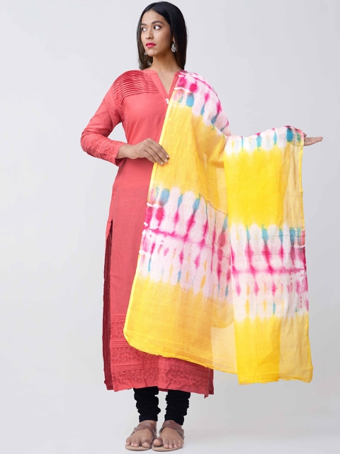

Unnati Silks Yellow & Pink Printed Dupatta