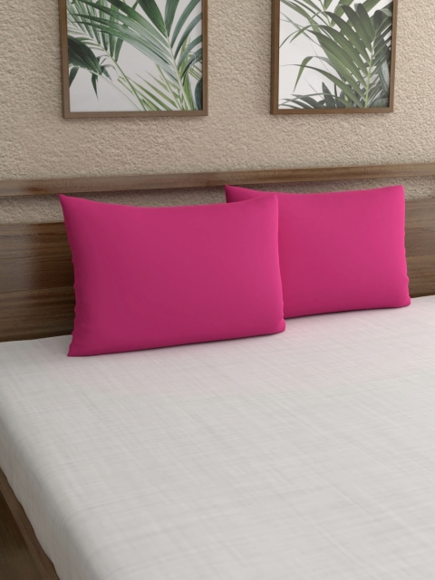 

Home Ecstasy Set Of 2 Pink Solid 150 TC Pillow Covers