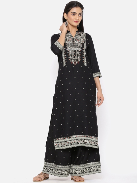 

Ishin Women Black & White Printed Kurta with Palazzos