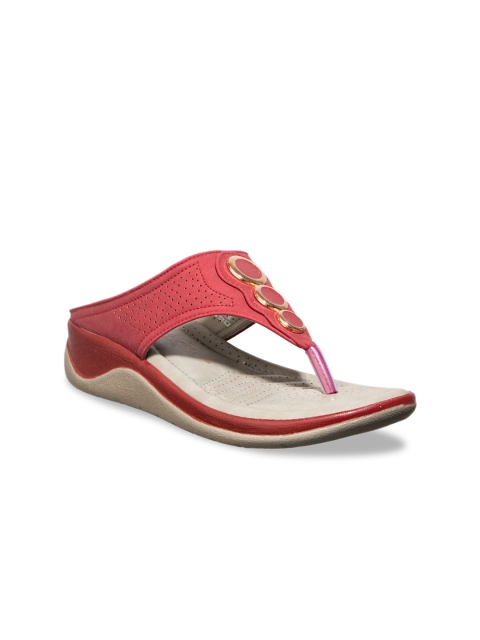 

Khadims Women Coral Pink Solid Sandals