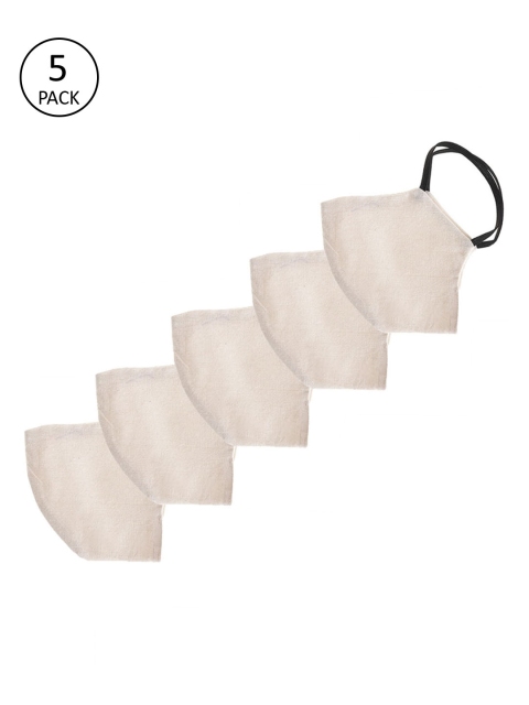 

PANASH Unisex 5 Pcs 2-Ply Reusable Anti-Pollution Cloth Masks, Cream