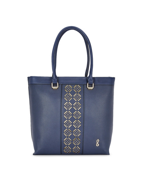 

Global Desi Navy Blue Embellished Handheld Bag