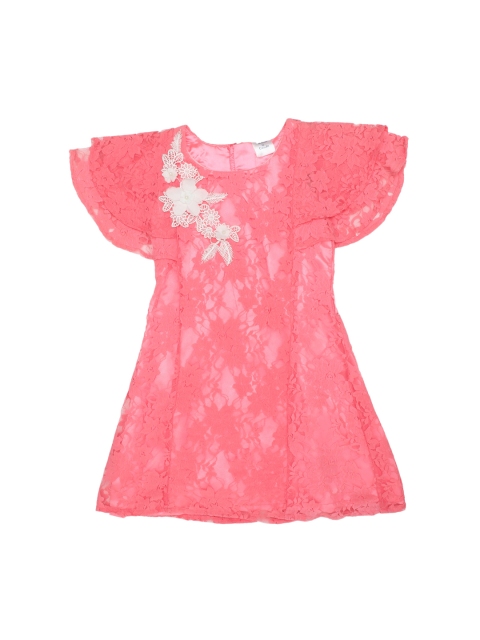 

Doodle Girls Pink Self Design A-Line Dress