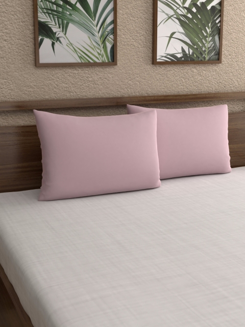

Home Ecstasy Set Of 2 Pink Solid 220 TC Pillow Covers