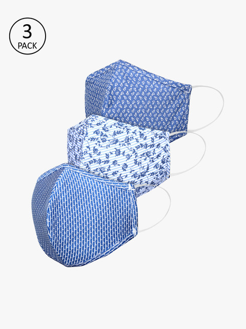 

Adwitiya Collection Unisex 3 Pcs 3-Ply Reusable Outdoor Fabric Masks, Blue