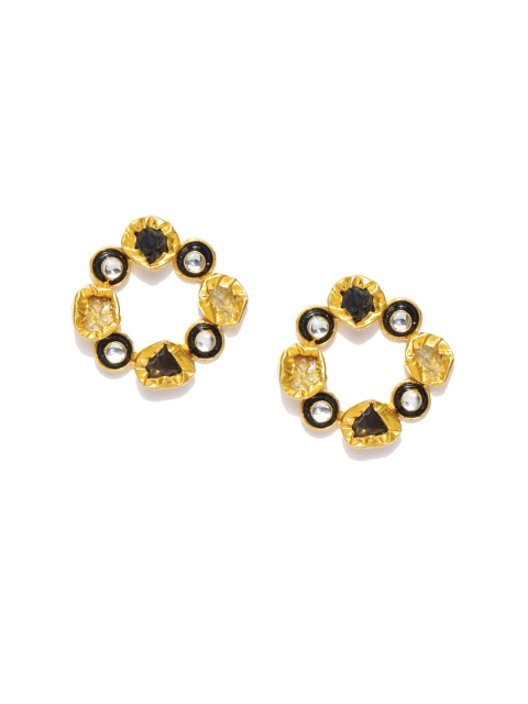 

Blueberry Gold-Plated Handcrafted Agate Circular Studs