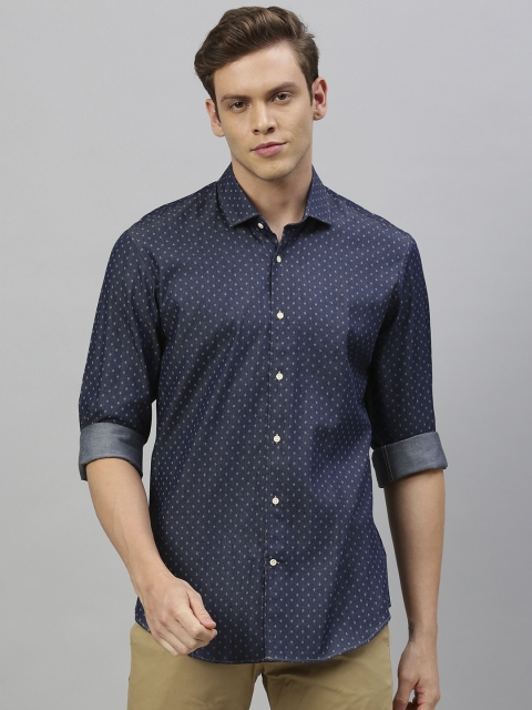 

RARE RABBIT Men Blue Tailored Fit Printed Casual Shirt