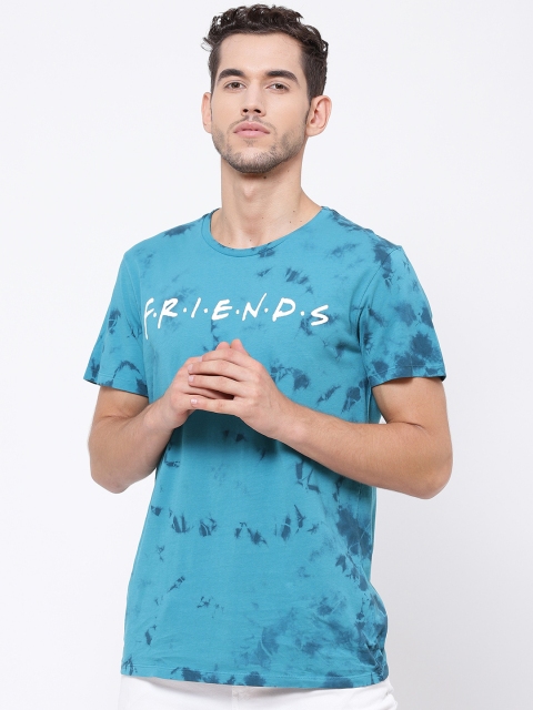 

Free Authority Men Blue & White Friends Printed Round Neck T-shirt