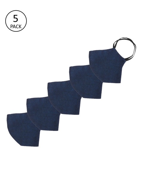 

PANASH Unisex 5 Pcs Navy Blue 2-Ply Reusable Anti-Pollution Khadi Cloth Masks