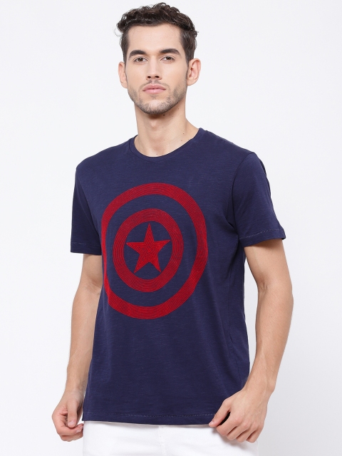 

Free Authority Men Navy Blue Printed Round Neck T-shirt
