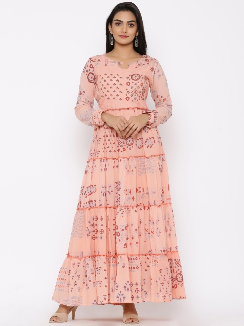 

Ishin Women Peach Embroidered Anarkali Kurta