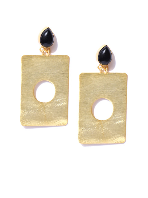 

Blueberry Gold-Plated Geometric Agate Stone detailed Drop Earrings