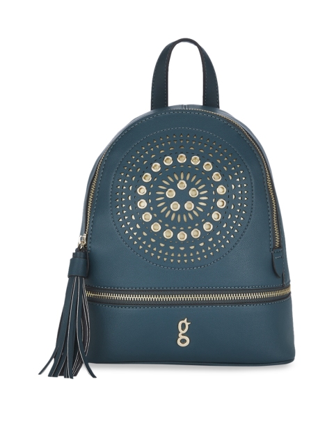 

Global Desi Women Bottle Green & Gold Textured Backpack