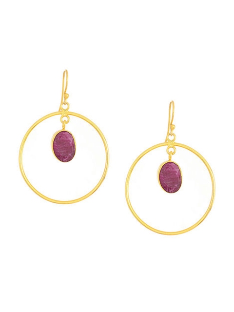 Blueberry Gold-Plated & Purple Circular Drop Earrings