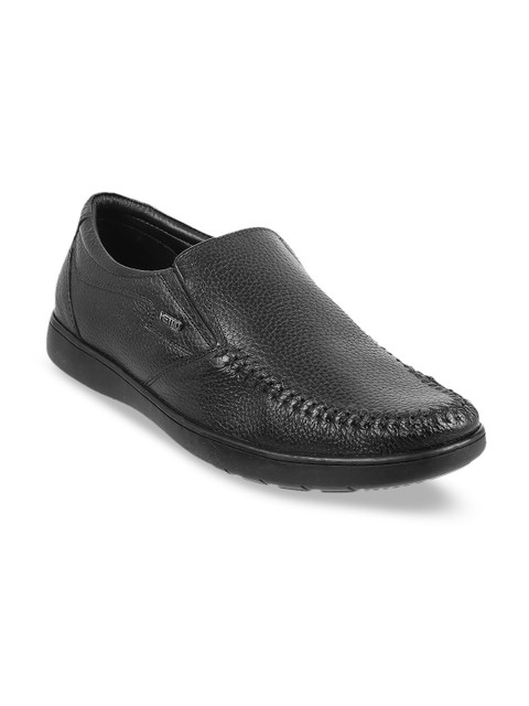 

Metro Men Black Solid Leather Formal Loafers