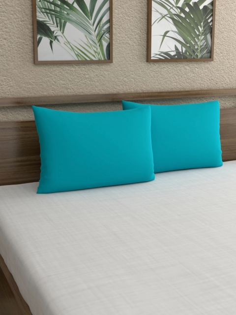 

Home Ecstasy Set Of 2 Blue Solid 150 TC Pillow Covers