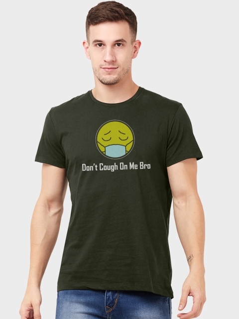 

Free Authority Men Olive Green Printed Round Neck T-shirt