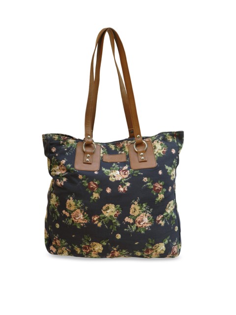 

Spice Art Women Navy Blue Floral Printed Tote Bag