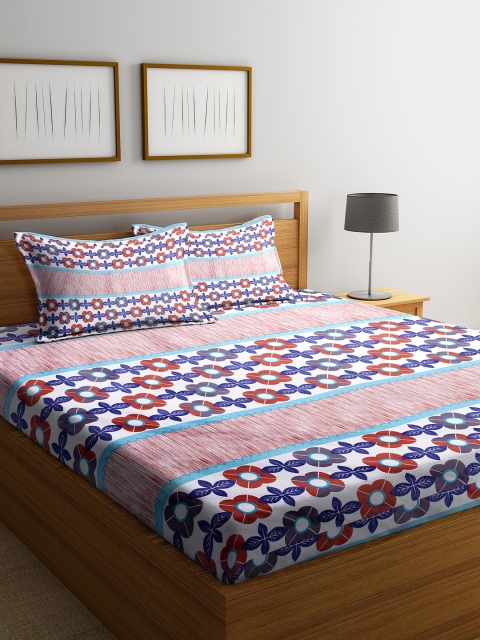 

DREAM WEAVERZ Multicoloured Abstract 250 TC Cotton 1 King Bedsheet with 2 Pillow Covers, Multi