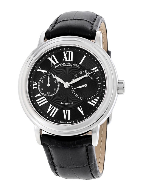 

Raymond Weil Men Black Maestro Analogue Leather Watch 2846-STC-00209