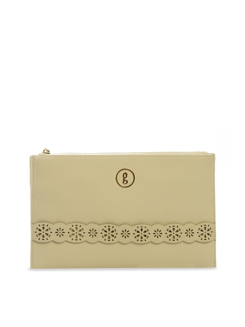 

Global Desi Beige Self-Design Handheld Bag