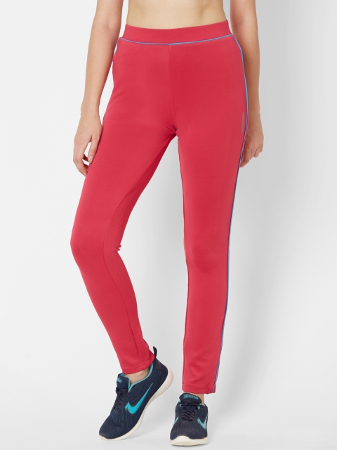 

Sweet Dreams Women Coral Red & Blue Solid Slim-Fit Track Pants