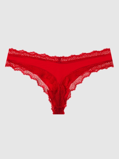 

La Senza Women Red Lace Ultrasoft Thongs 11136235-74Q5