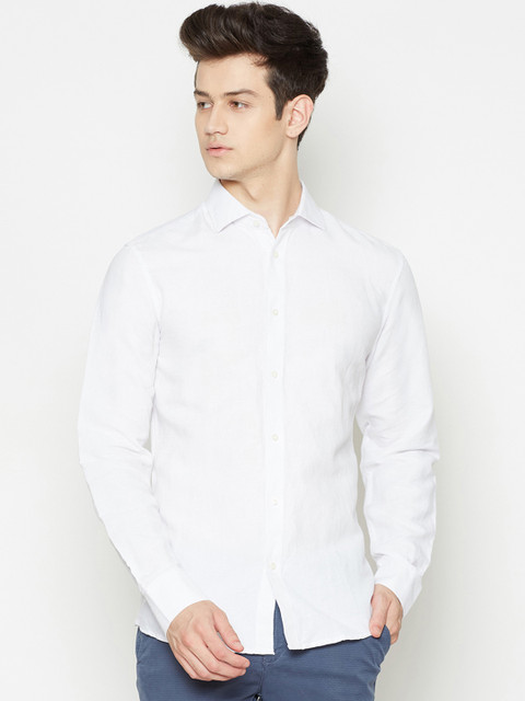 

Bruun & Stengade Men White Slim Fit Solid Semiformal Shirt