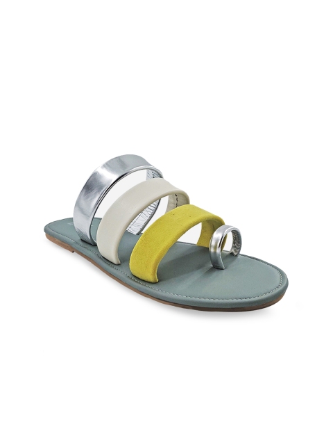 

THE MADRAS TRUNK Women Multicoloured Colourblocked Leather One Toe Flats, Multi