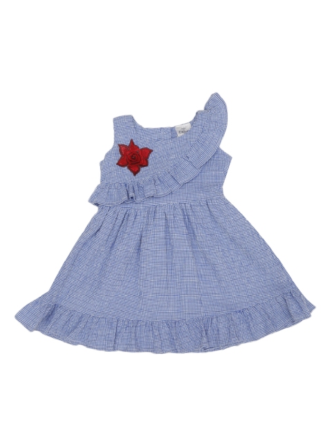 

Doodle Girls Blue & White Checked Fit and Flare Dress